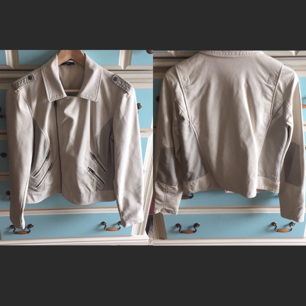 SOLD! Apt 9 Cream and taupe moto leather jacket